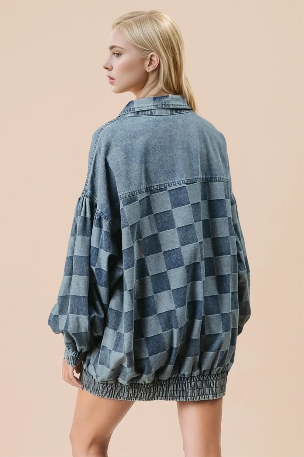 Crowned Energy CO. Medium / S Trendsi COAT & JACKETS Double Take Checkered Button Up Denim Jacket