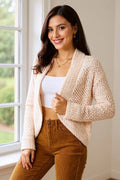 Double Take Open Front Long Sleeve Cardigan - Crowned Energy CO.