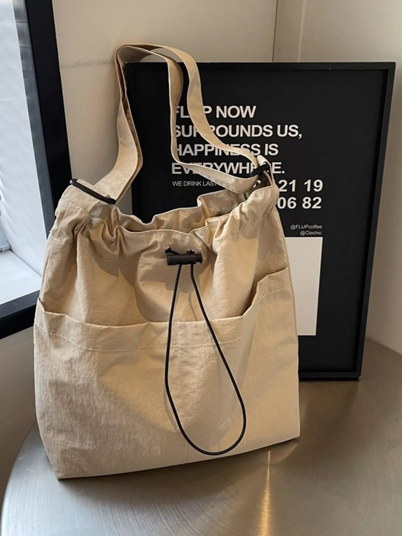 Drawstring Closure Canvas Crossbody Bag - Crowned Energy CO.