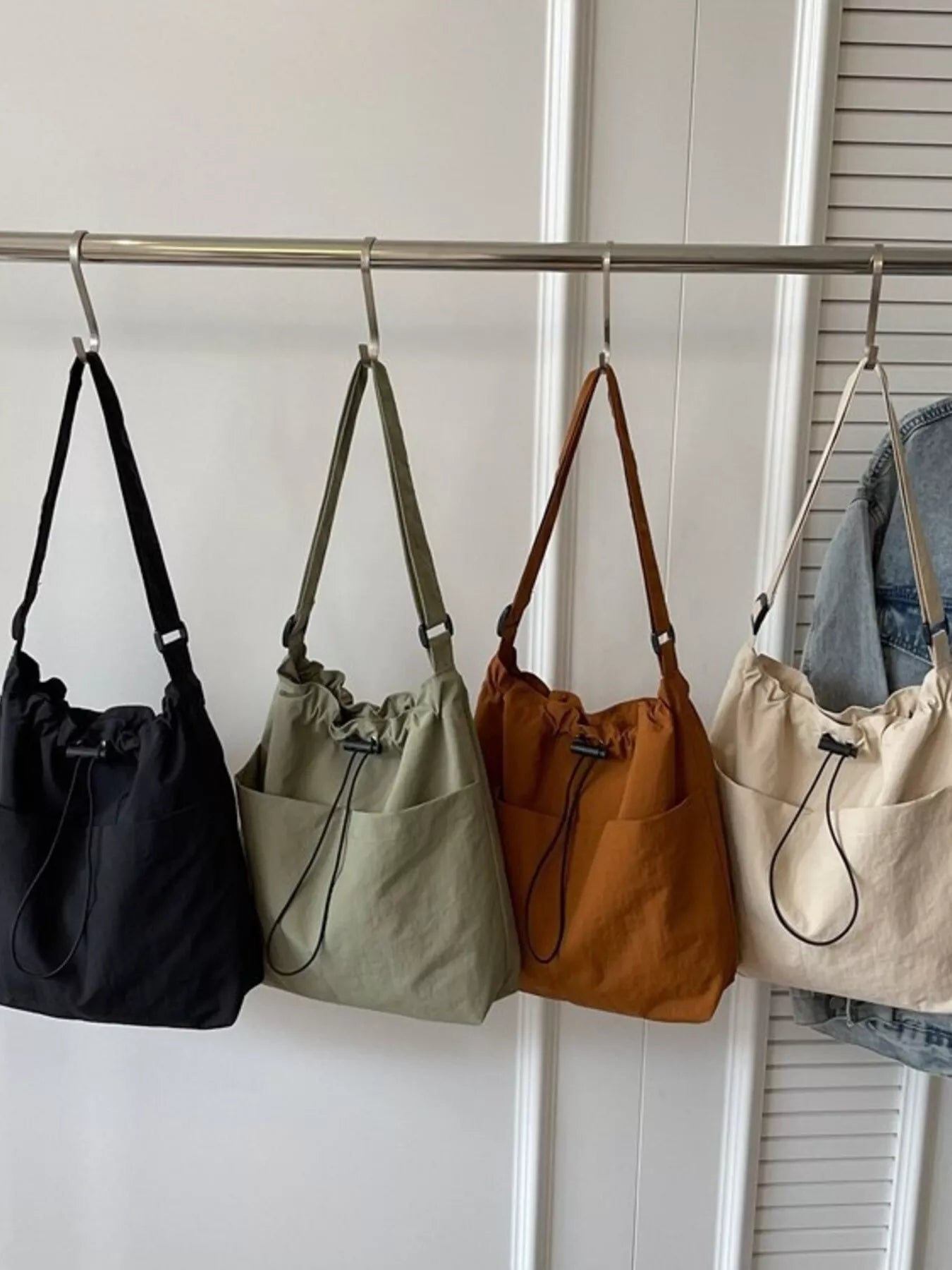 Drawstring Closure Canvas Crossbody Bag - Crowned Energy CO.