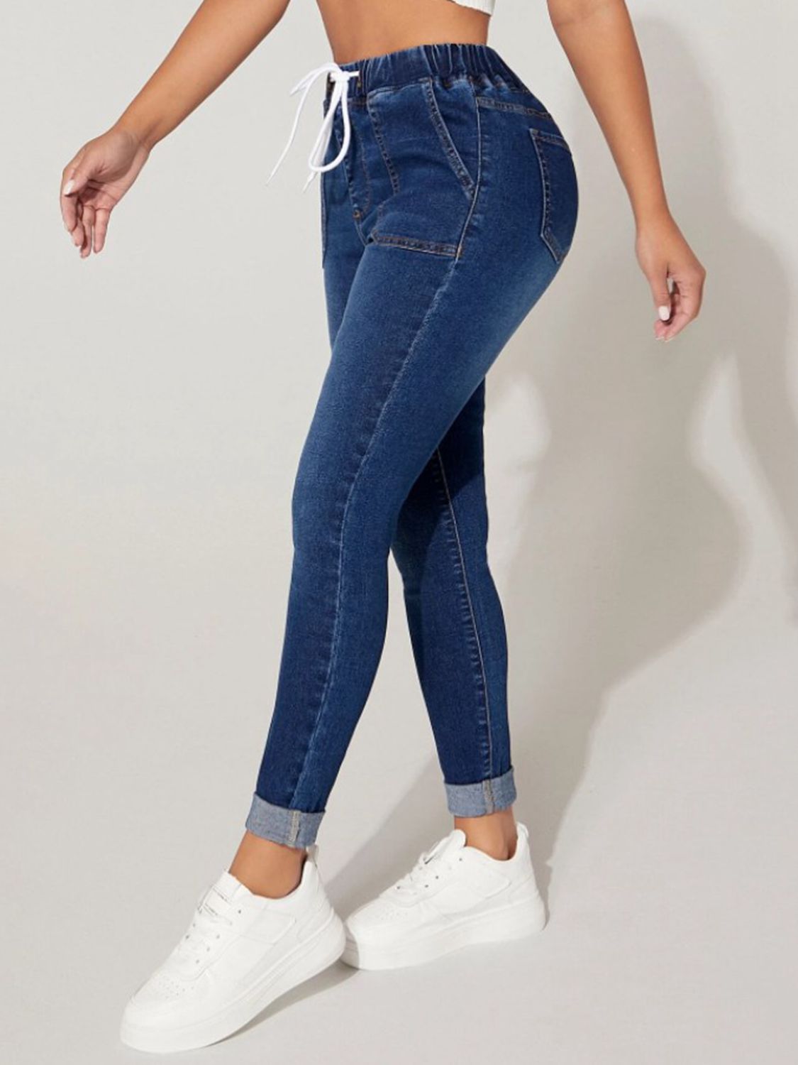 Drawstring Cropped Jeans - Crowned Energy CO.