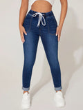 Drawstring Cropped Jeans - Crowned Energy CO.