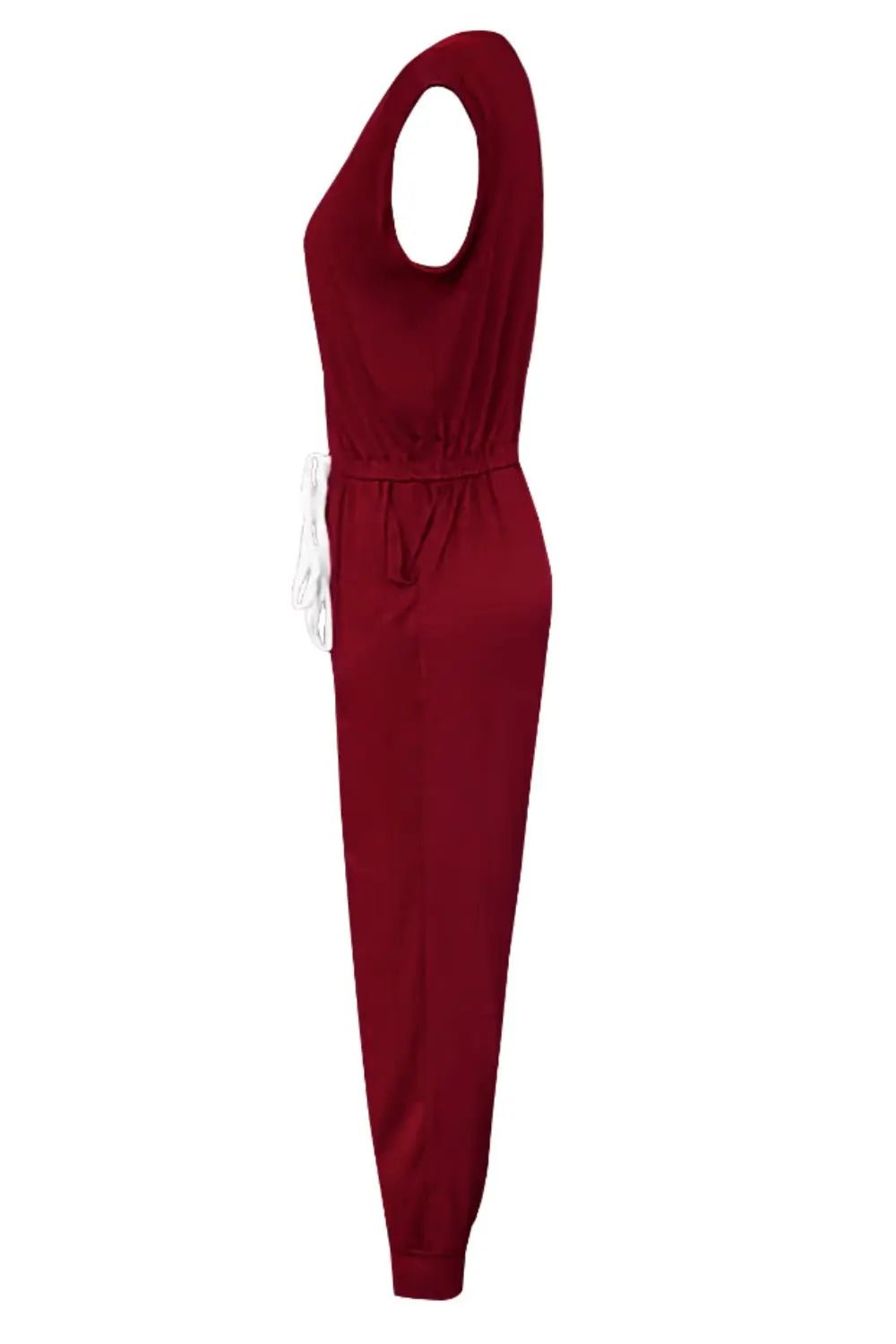 Drawstring Round Neck Sleeveless Jumpsuit - Crowned Energy CO.