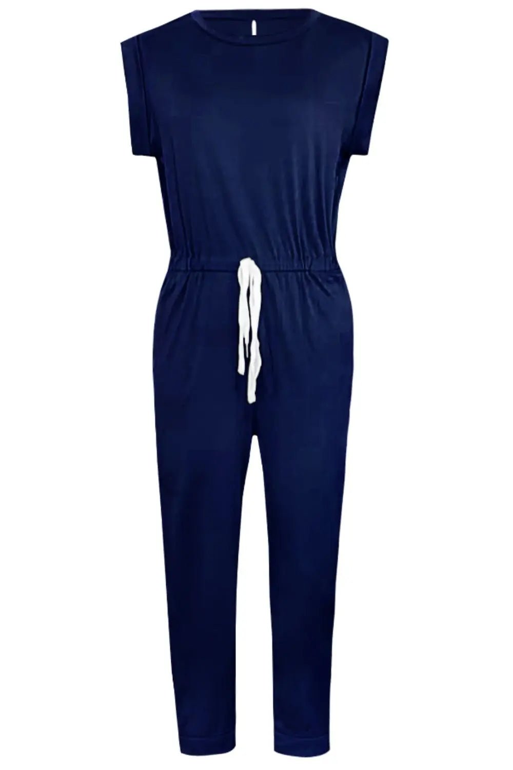 Drawstring Round Neck Sleeveless Jumpsuit - Crowned Energy CO.