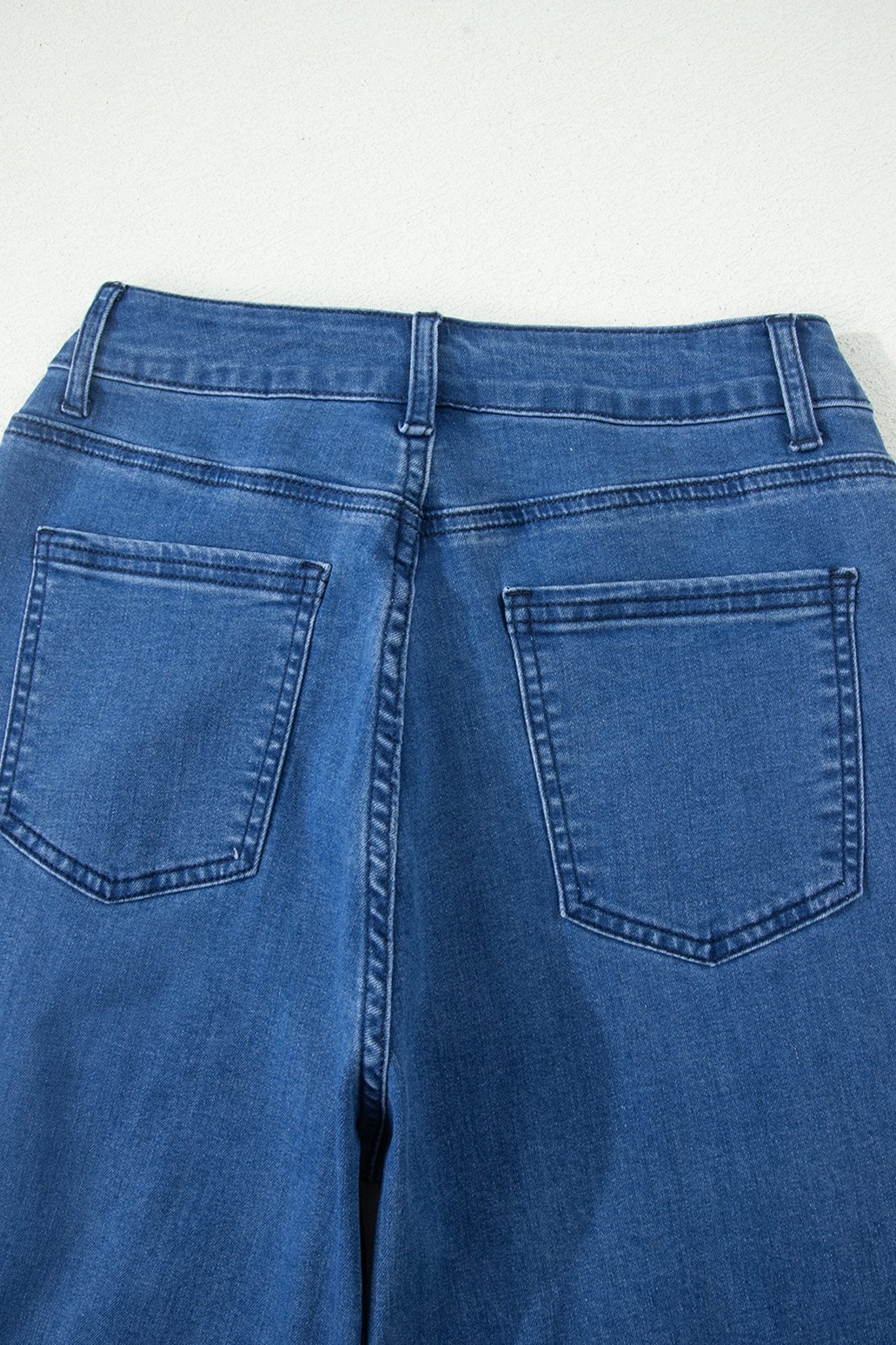 Dusk Blue Lace - up Pull on Wide Leg Jeans - Crowned Energy CO.