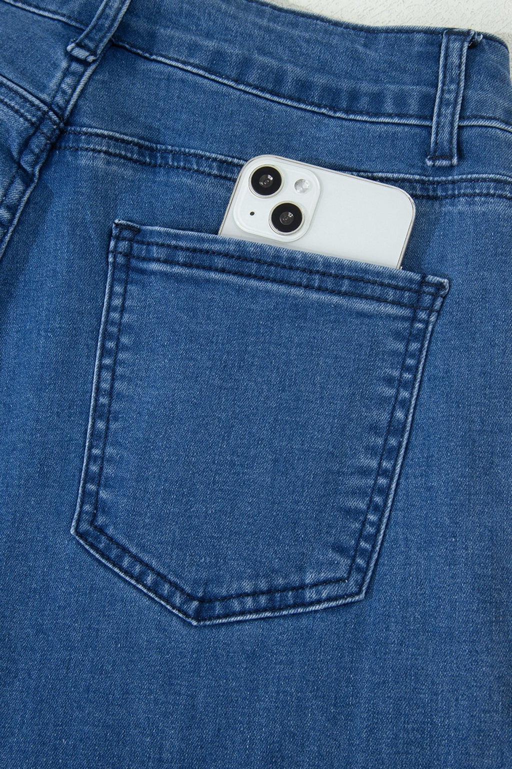 Dusk Blue Lace - up Pull on Wide Leg Jeans - Crowned Energy CO.
