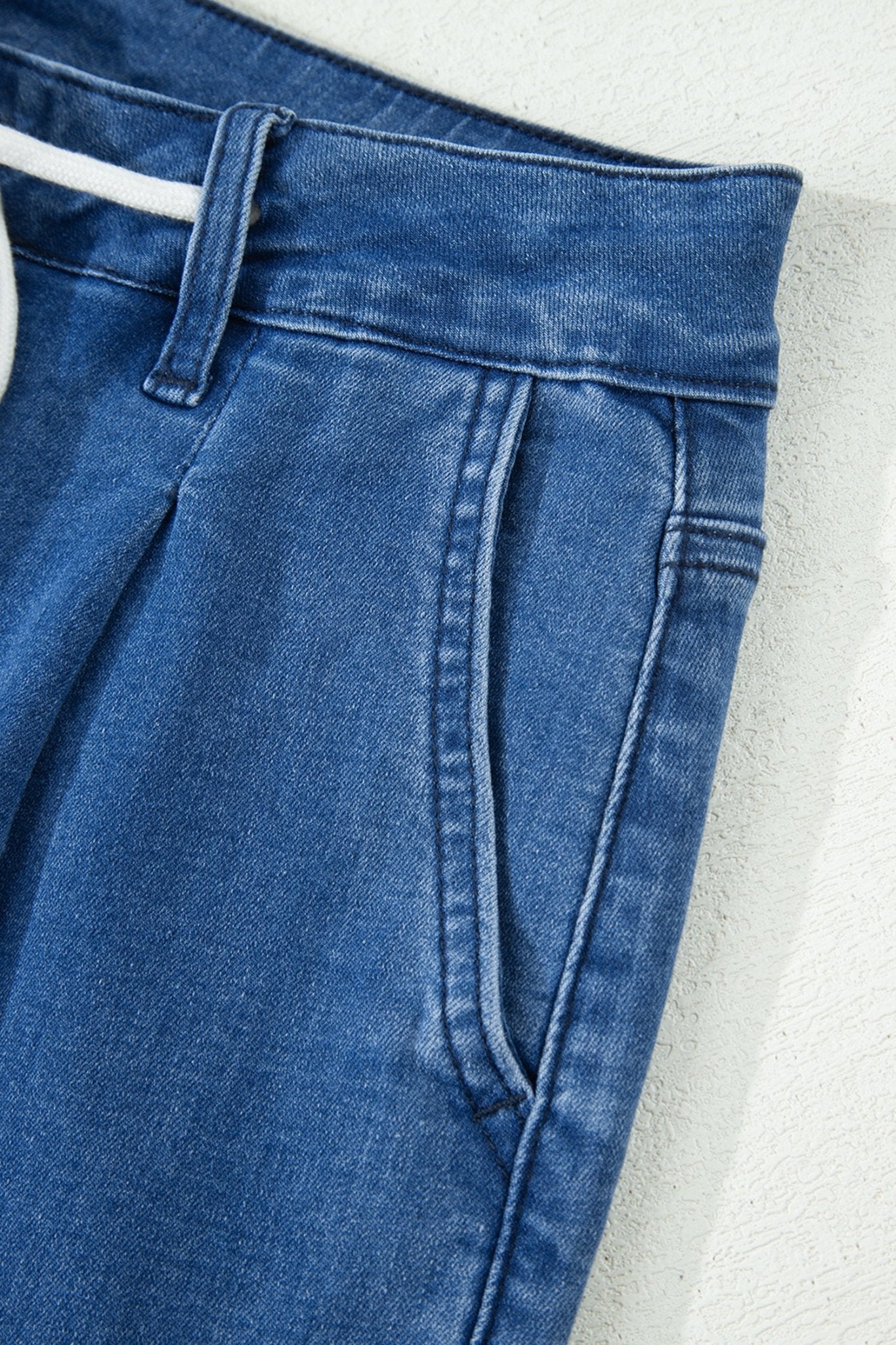 Dusk Blue Lace - up Pull on Wide Leg Jeans - Crowned Energy CO.