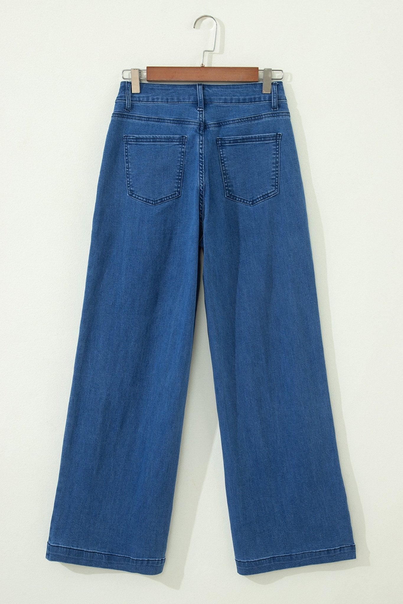 Dusk Blue Lace - up Pull on Wide Leg Jeans - Crowned Energy CO.