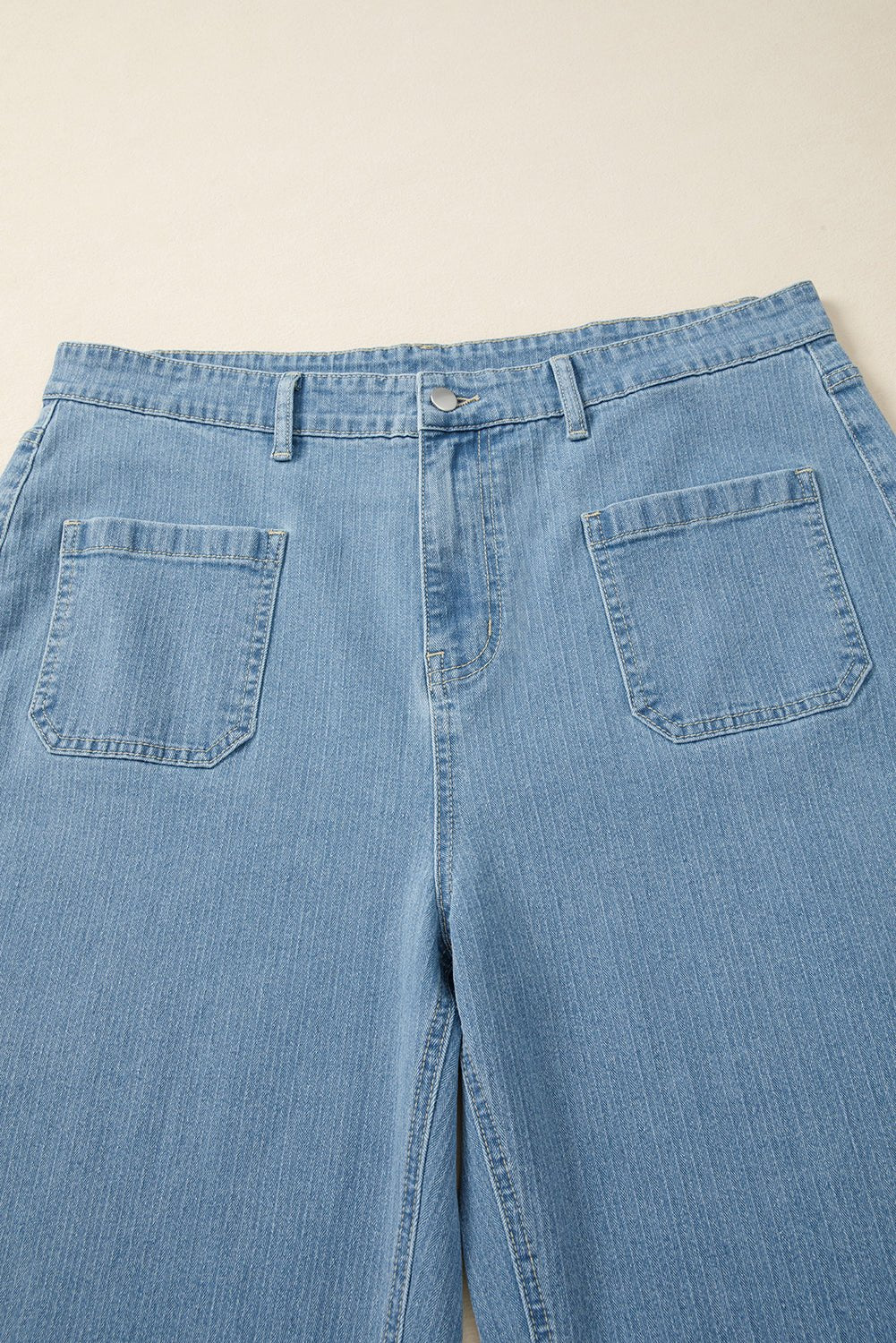 Crowned Energy CO. Dusk Blue / 1X / 65%Cotton+33%Polyester+2%Elastane Dear-Lover Dropshipping Plus Size/Plus Size Bottoms Dusk Blue Patched Pocket Textured Wide Leg Plus Size Jeans
