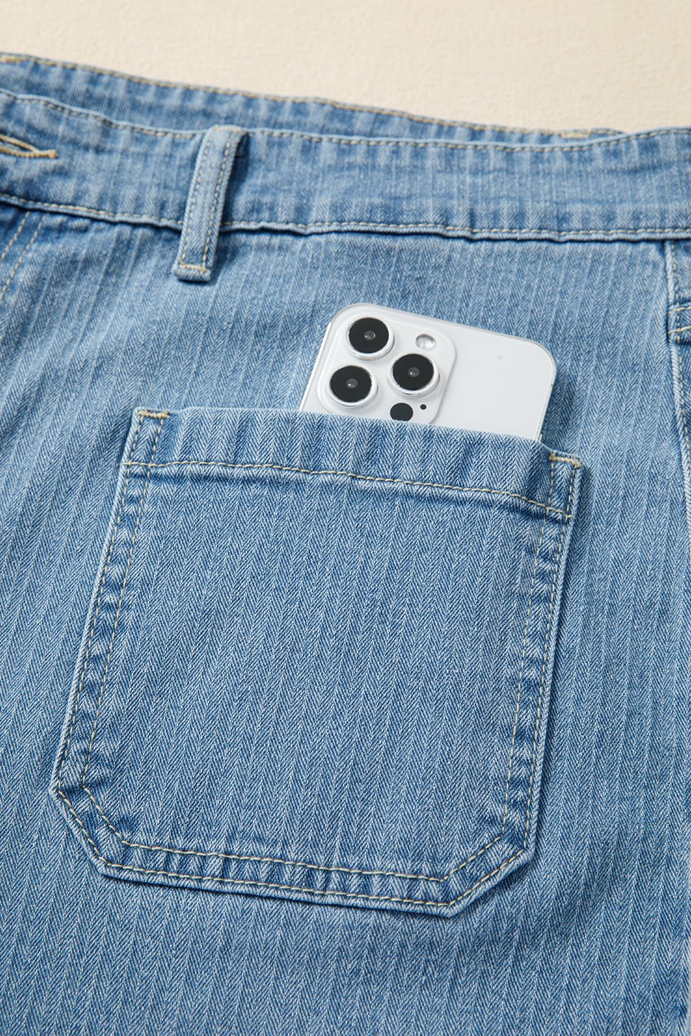 Crowned Energy CO. Dusk Blue / 1X / 65%Cotton+33%Polyester+2%Elastane Dear-Lover Dropshipping Plus Size/Plus Size Bottoms Dusk Blue Patched Pocket Textured Wide Leg Plus Size Jeans