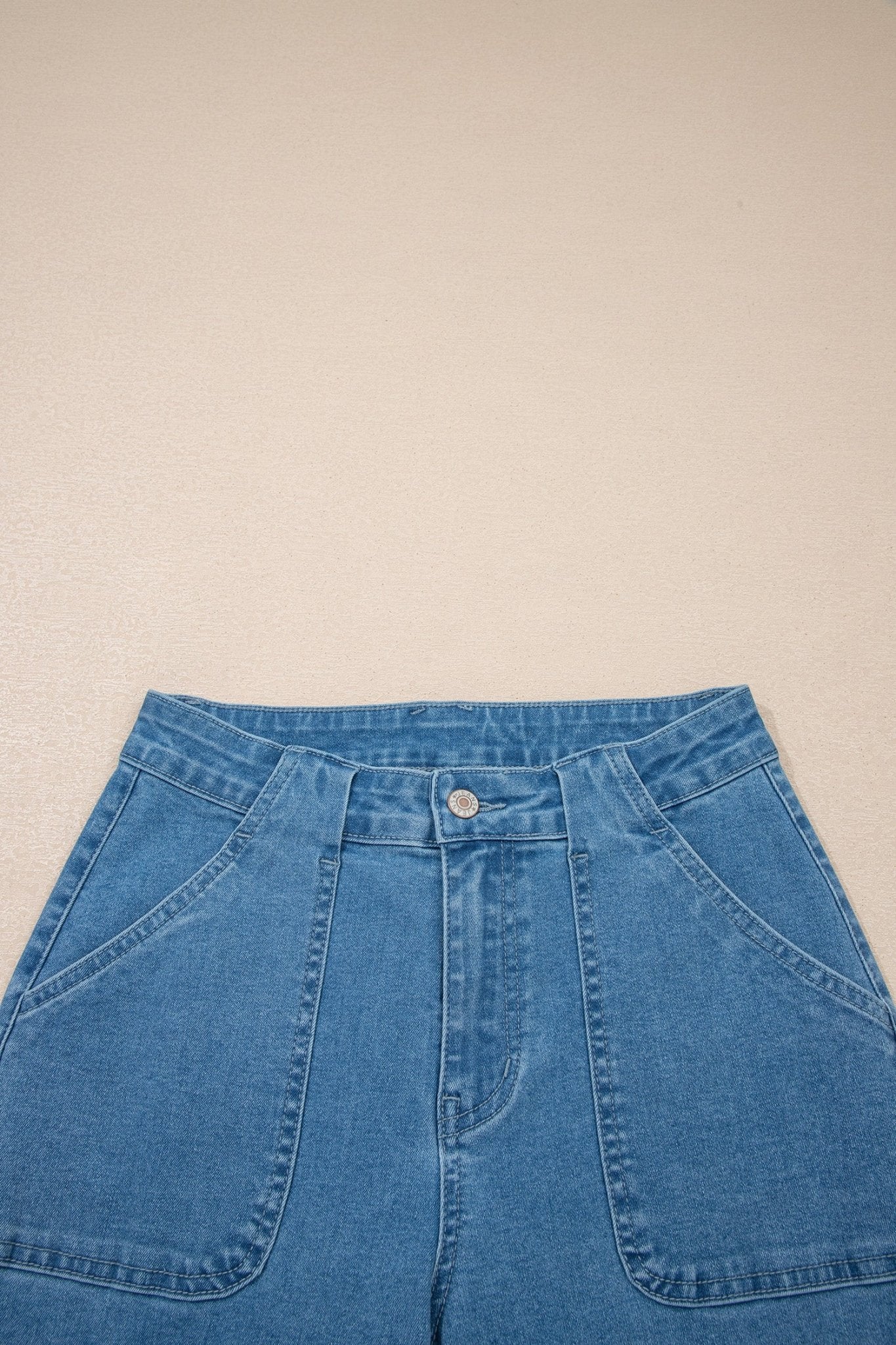 Dusk Blue Retro Washed Patch Pocket Stretchy Jeans - Crowned Energy CO.