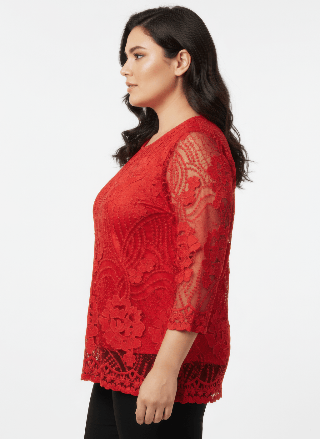 Elegant Floral Lace Sleeve Blouse - Crowned Energy CO.