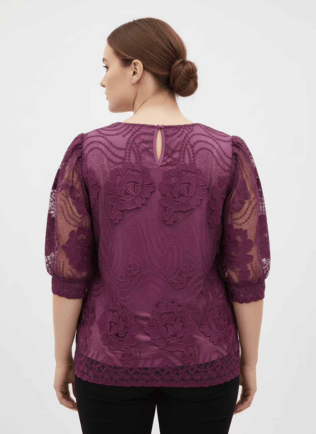 Elegant Floral Lace Sleeve Blouse - Crowned Energy CO.