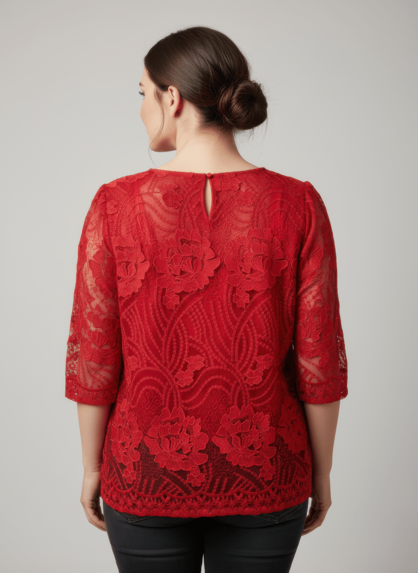 Elegant Floral Lace Sleeve Blouse - Crowned Energy CO.