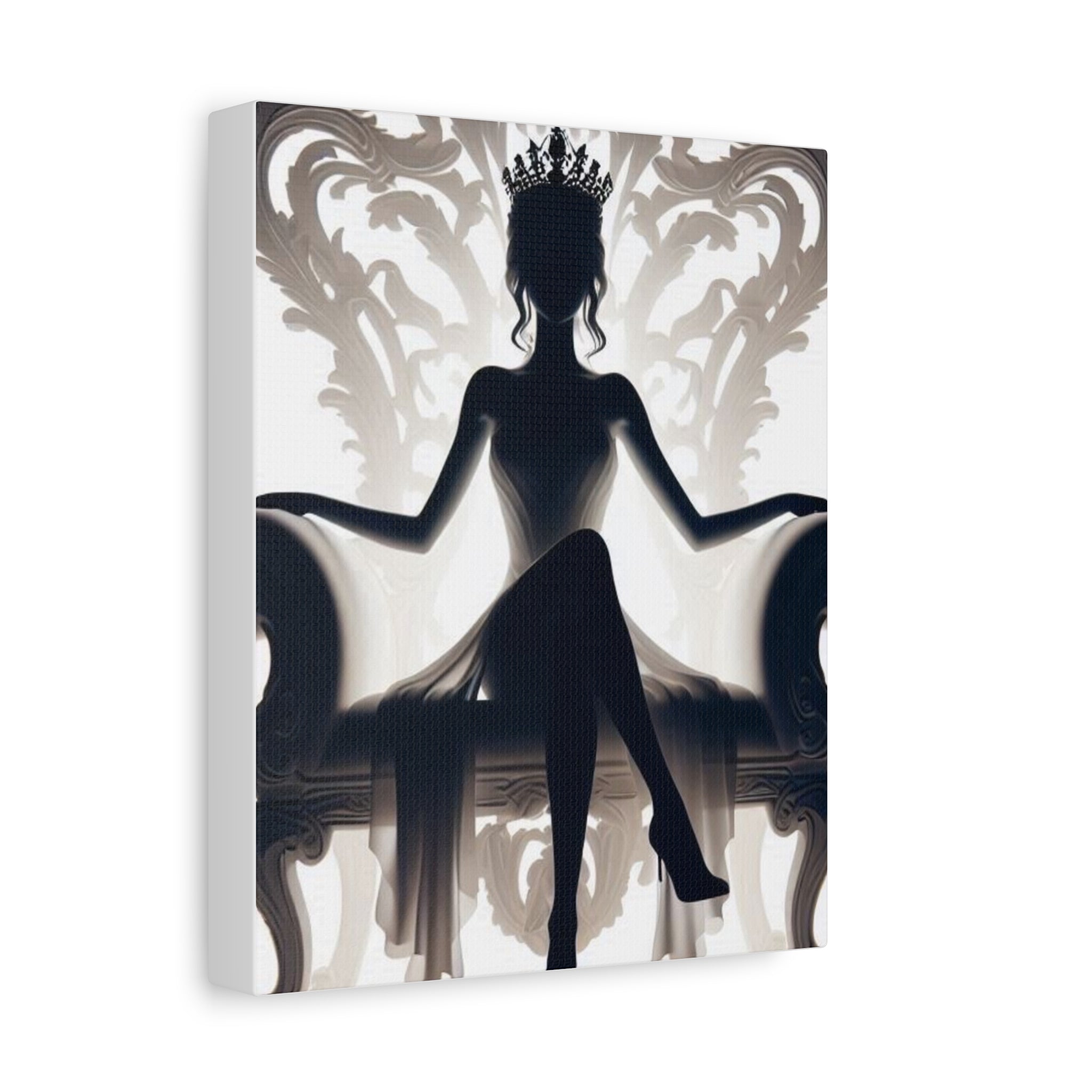 Crowned Energy CO. 8" x 10" (Vertical) / 1.25" Printify Canvas Elegant Queen Silhouette Canvas Art, Modern Wall Décor