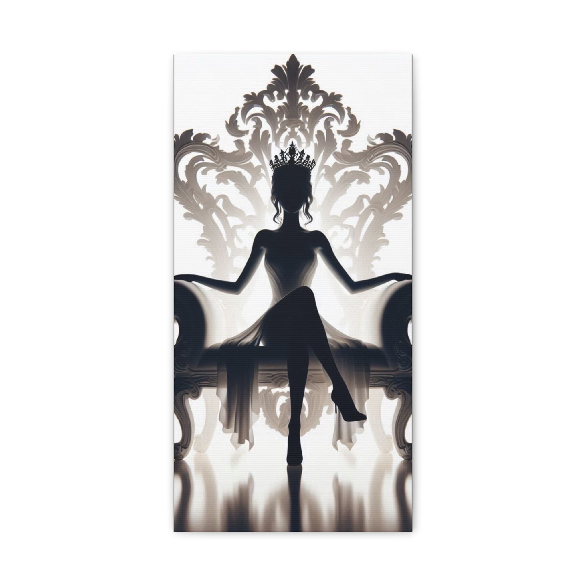 Crowned Energy CO. 10" x 20" (Vertical) / 1.25" Printify Canvas Elegant Queen Silhouette Canvas Art, Modern Wall Décor