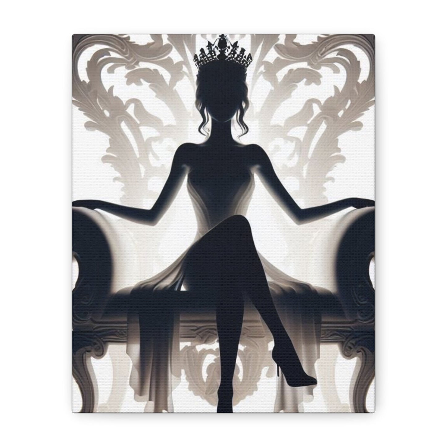 Crowned Energy CO. 8" x 10" (Vertical) / 1.25" Printify Canvas Elegant Queen Silhouette Canvas Art, Modern Wall Décor