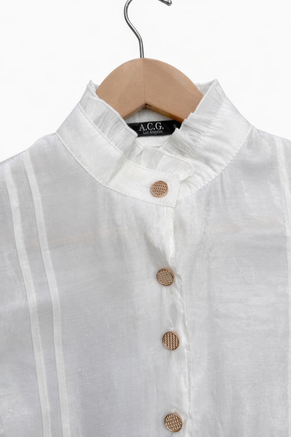 Elegant Satin - finish Victorian Button - up Top - Crowned Energy CO.