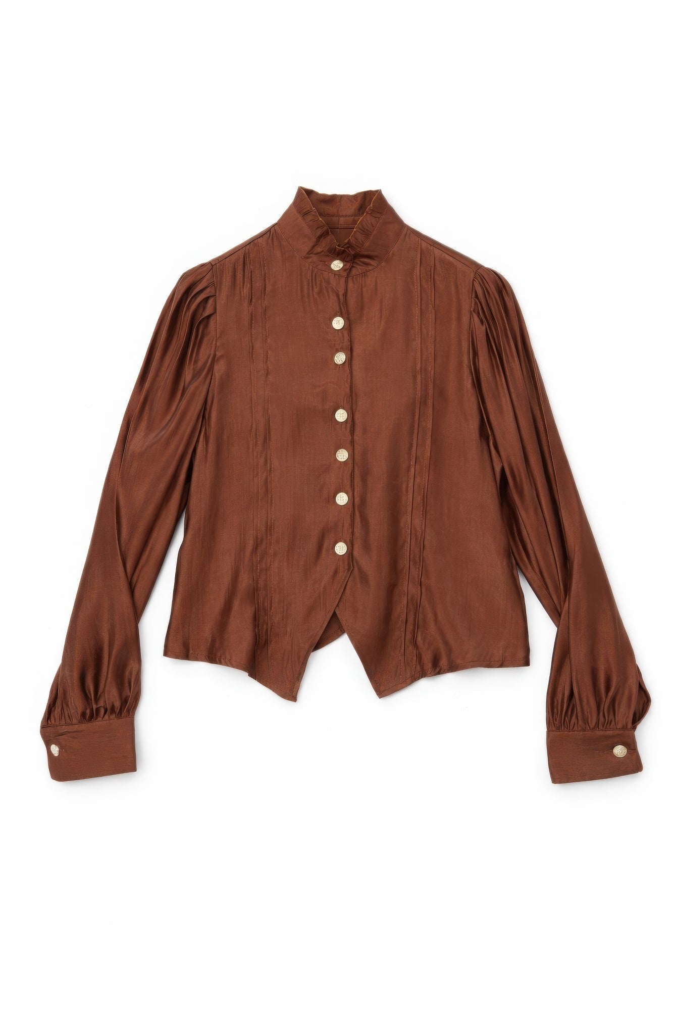 Elegant Satin - finish Victorian Button - up Top - Crowned Energy CO.