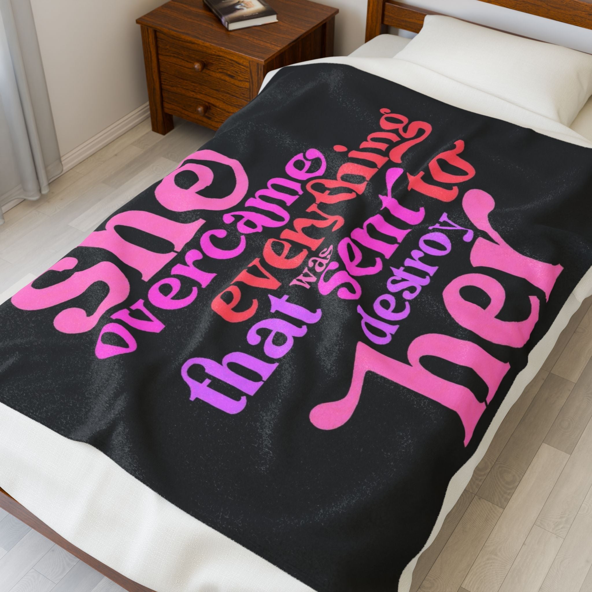 Crowned Energy CO. 50" × 60" Printify All Over Prints Empowering Velveteen Plush Blanket - Cozy Throw for Inspiration, Self-Care, Gift for Women, Affirmation Décor, Birthday, Holidays