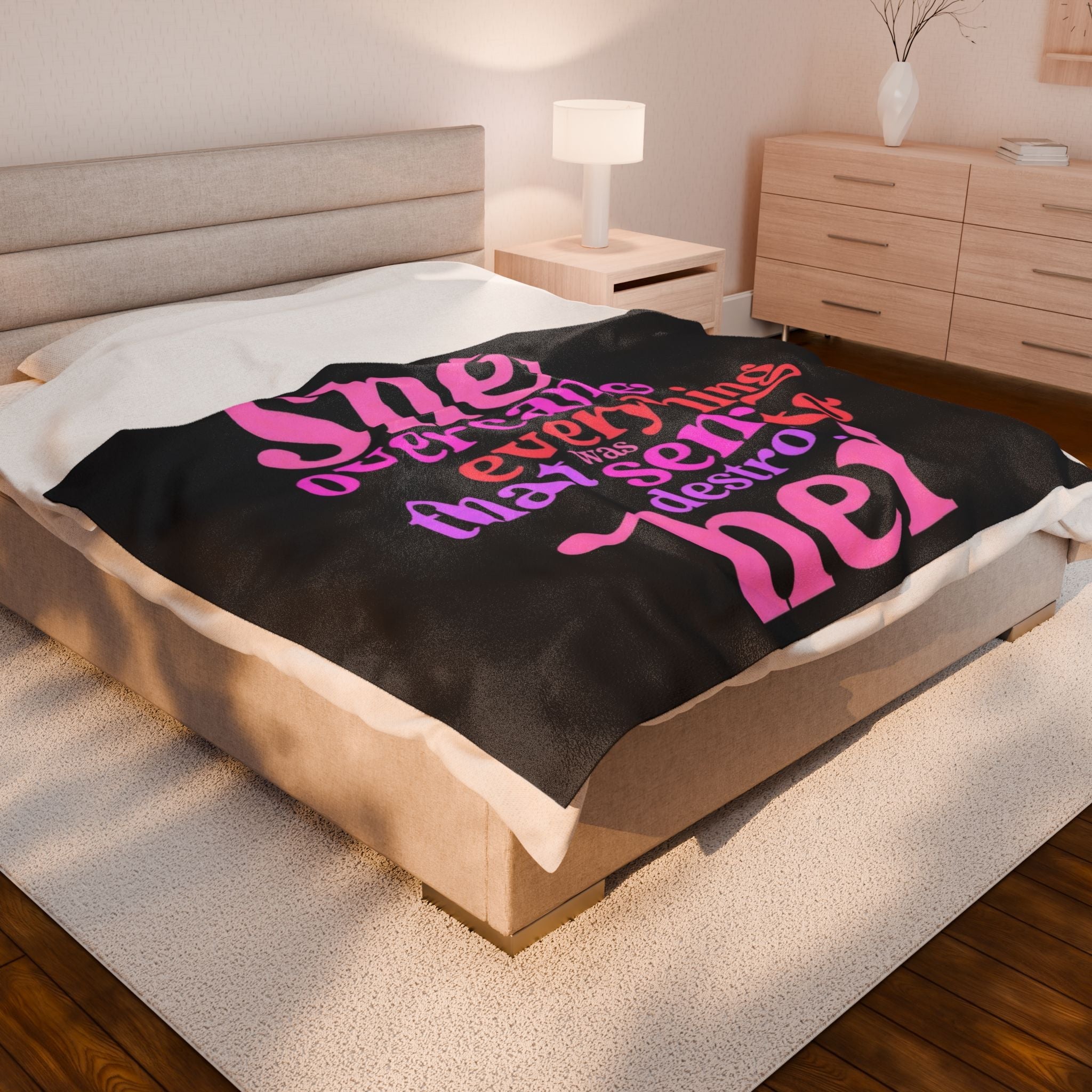 Crowned Energy CO. 50" × 60" Printify All Over Prints Empowering Velveteen Plush Blanket - Cozy Throw for Inspiration, Self-Care, Gift for Women, Affirmation Décor, Birthday, Holidays