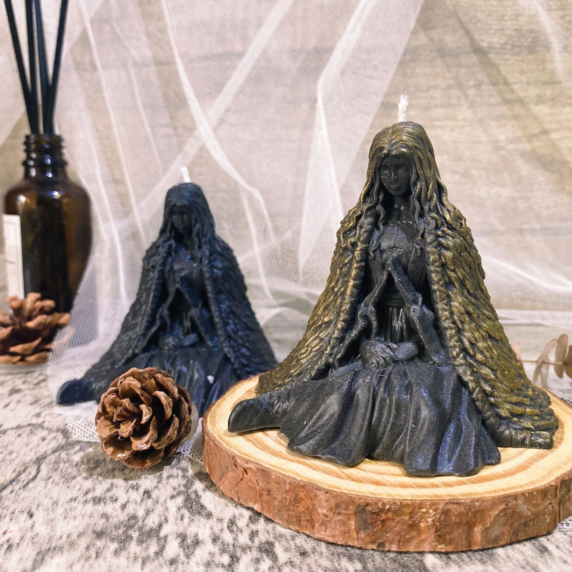 Crowned Energy CO. Black Cloak Goddess Vibes Accessories European Ghost Wizard Candle Holder