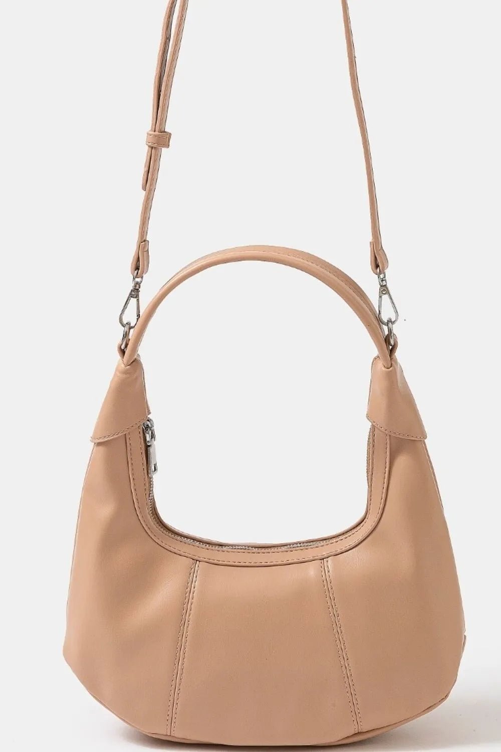 Crowned Energy CO. Pale Blush / One Size Trendsi Hand Bag Fame Faux Leather Round Multi Panel Hand Bag