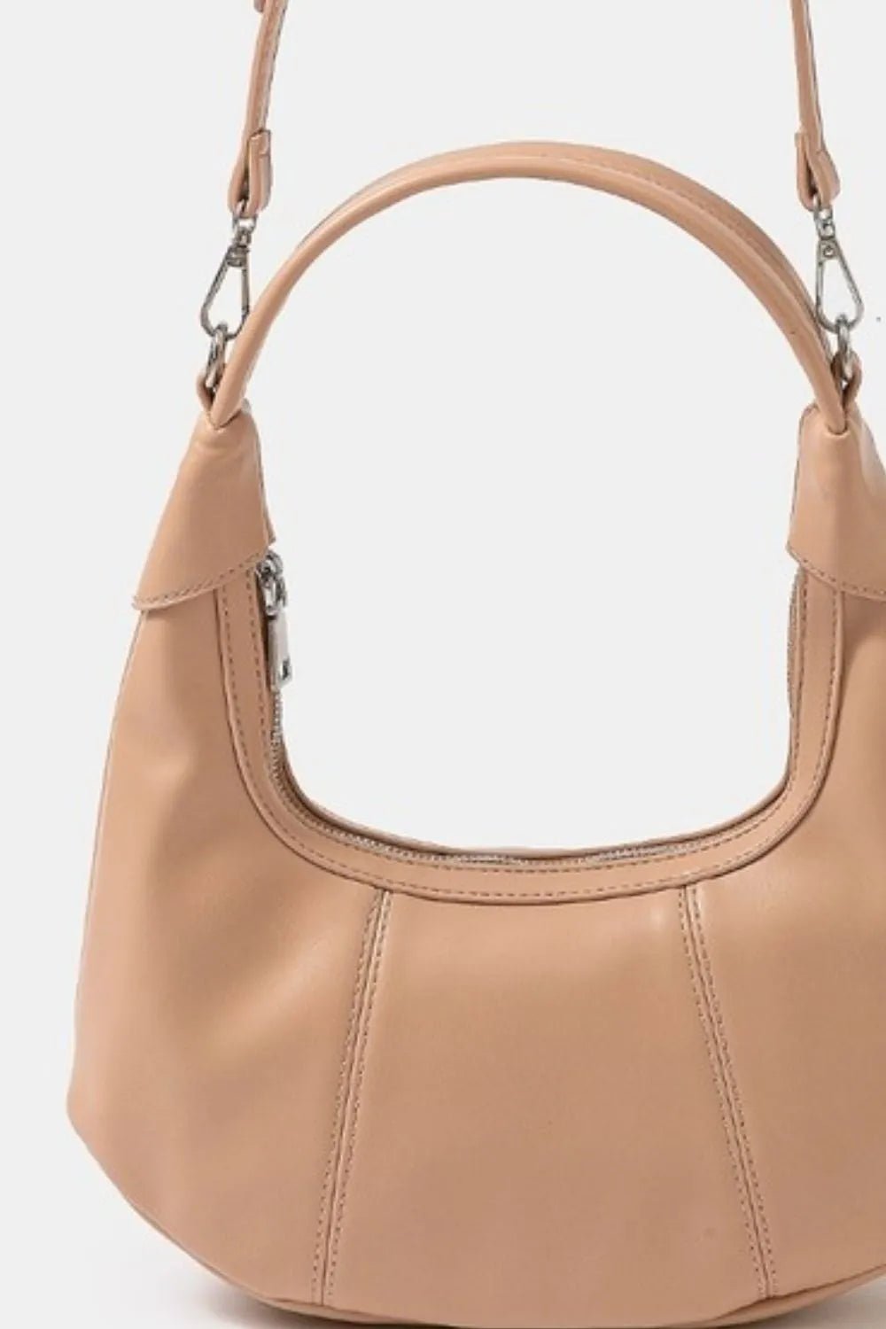 Crowned Energy CO. Pale Blush / One Size Trendsi Hand Bag Fame Faux Leather Round Multi Panel Hand Bag