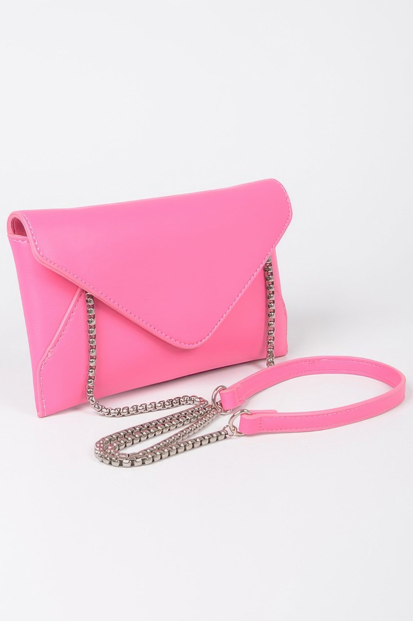 Crowned Energy CO. Fuschia HD ACCESSORIES Clutch Faux Leather Small Envelope Clutch