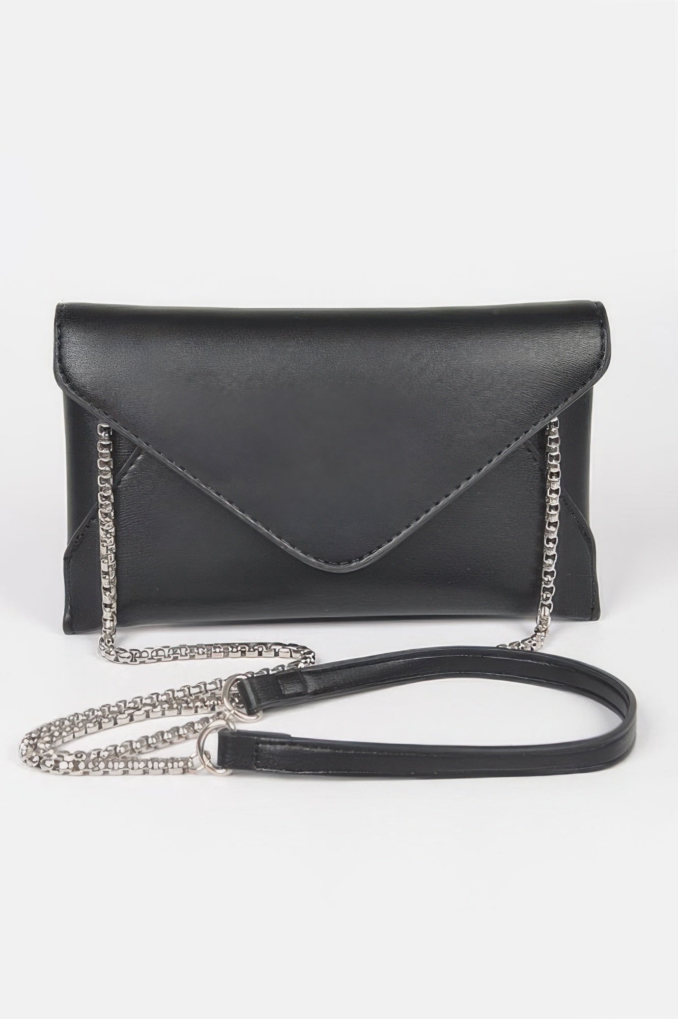 Crowned Energy CO. Black HD ACCESSORIES Clutch Faux Leather Small Envelope Clutch