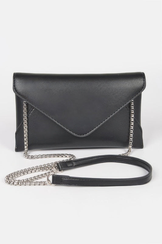 Crowned Energy CO. Black HD ACCESSORIES Clutch Faux Leather Small Envelope Clutch
