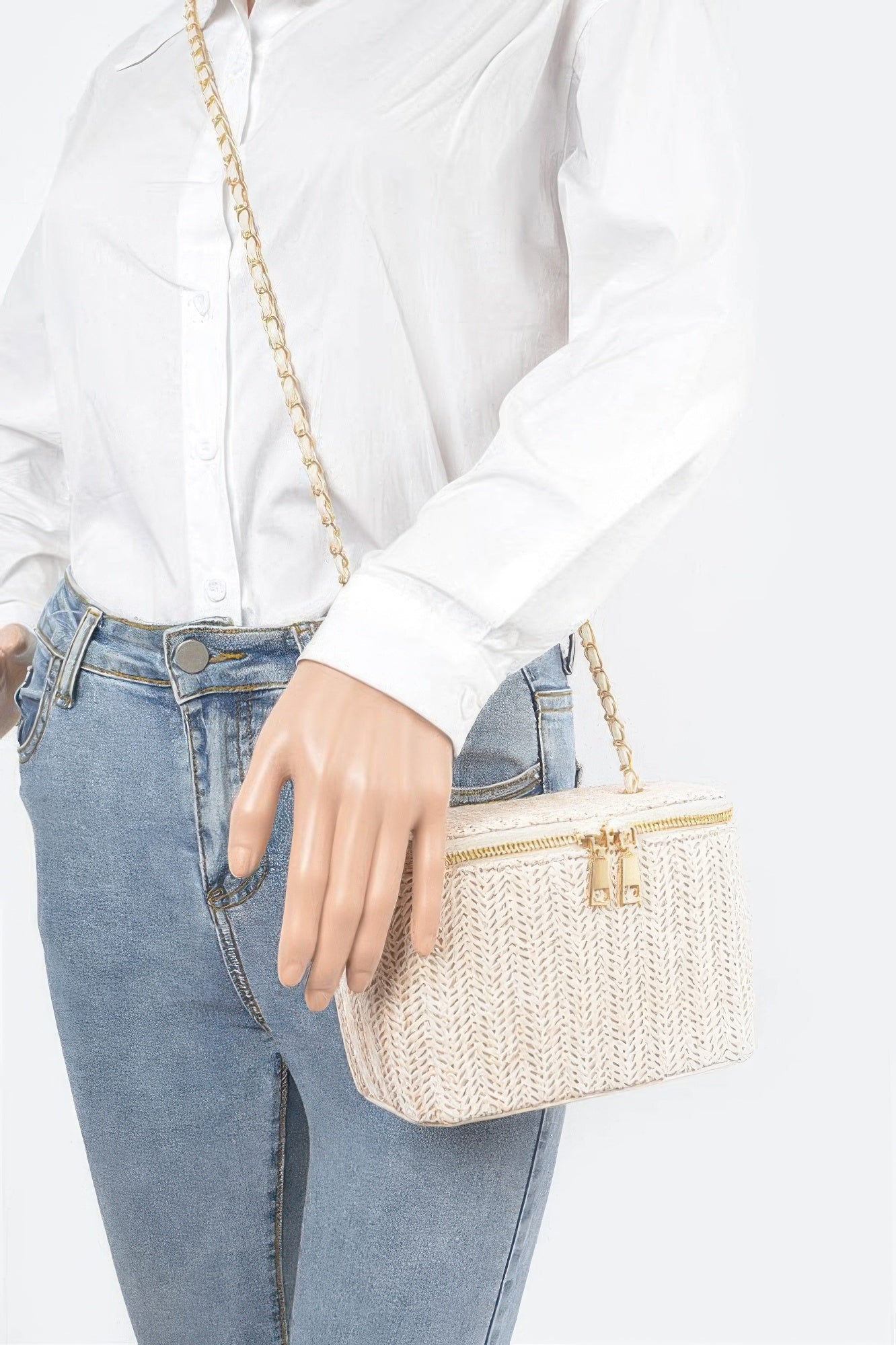 Faux Straw Cosmetic Case Bag - Crowned Energy CO.