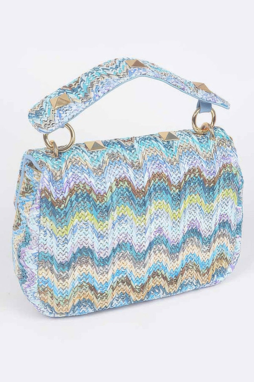 Faux Straw Flap Top Handle Bag - Crowned Energy CO.