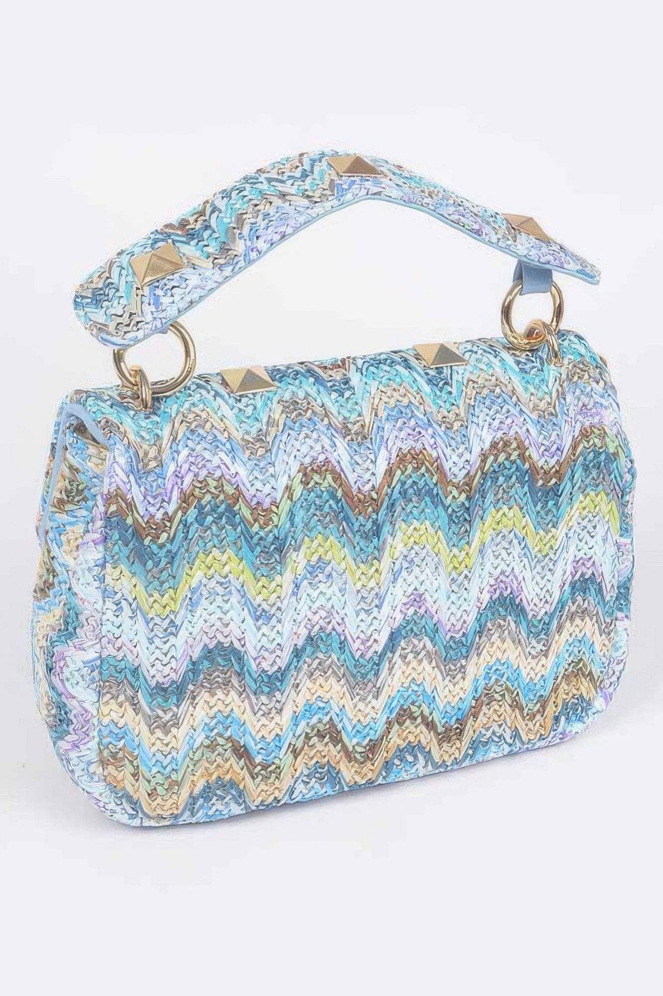 Faux Straw Flap Top Handle Bag - Crowned Energy CO.