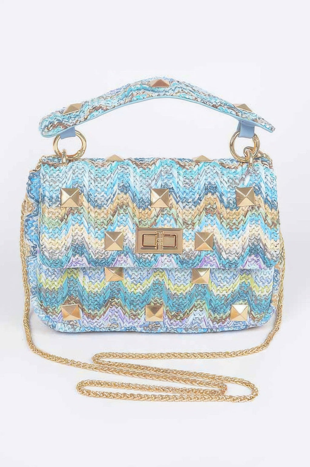 Faux Straw Flap Top Handle Bag - Crowned Energy CO.