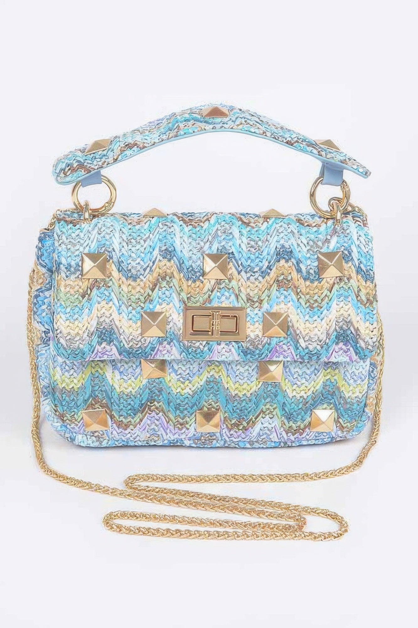 Faux Straw Flap Top Handle Bag - Crowned Energy CO.