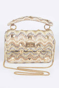Faux Straw Flap Top Handle Bag - Crowned Energy CO.