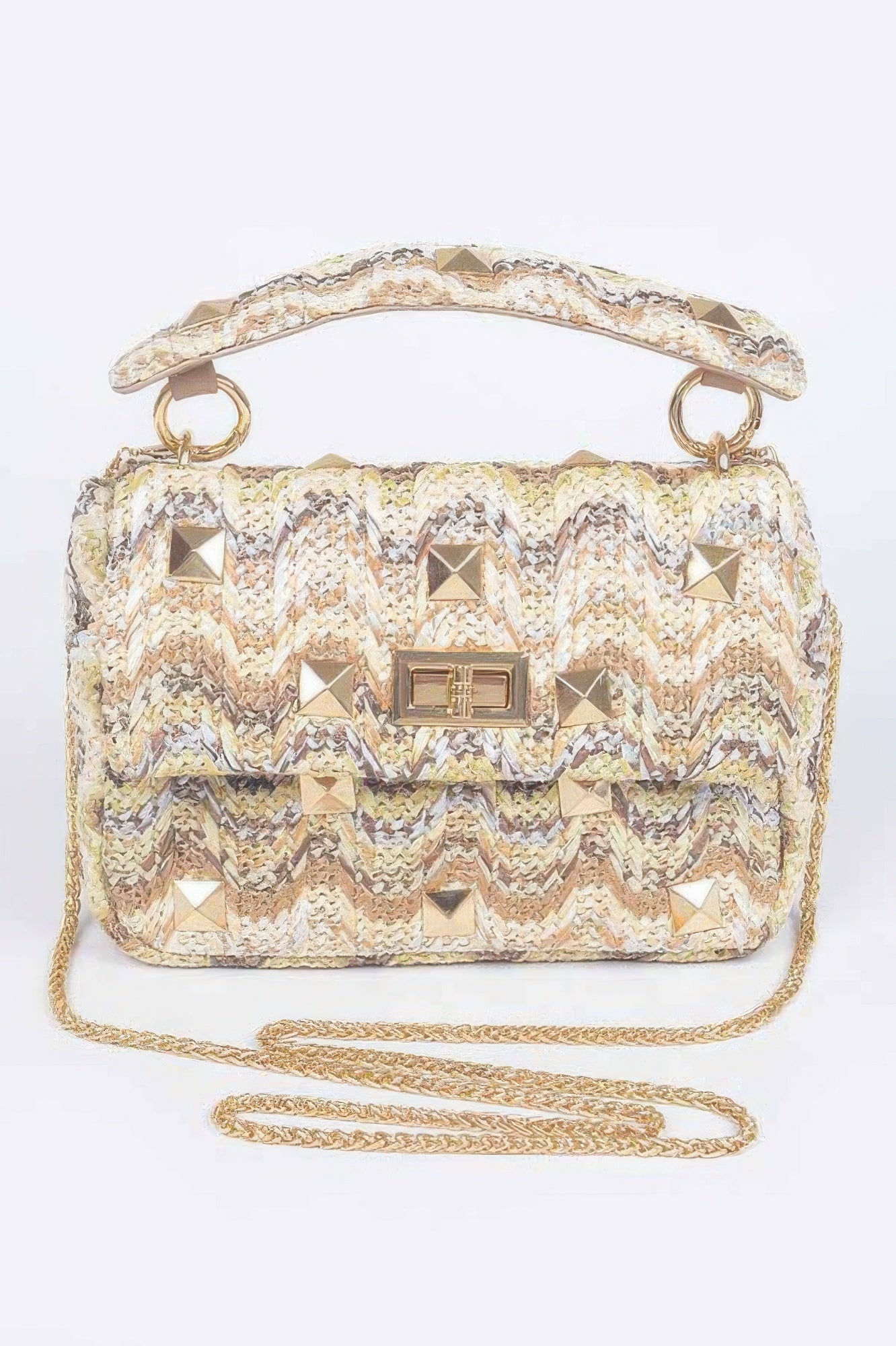 Faux Straw Flap Top Handle Bag - Crowned Energy CO.