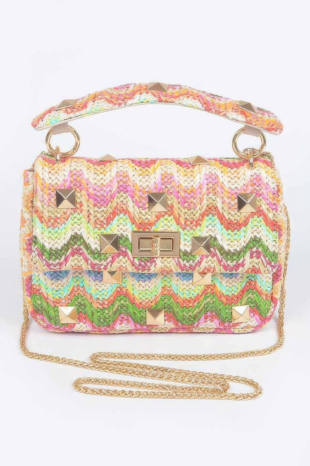Faux Straw Flap Top Handle Bag - Crowned Energy CO.