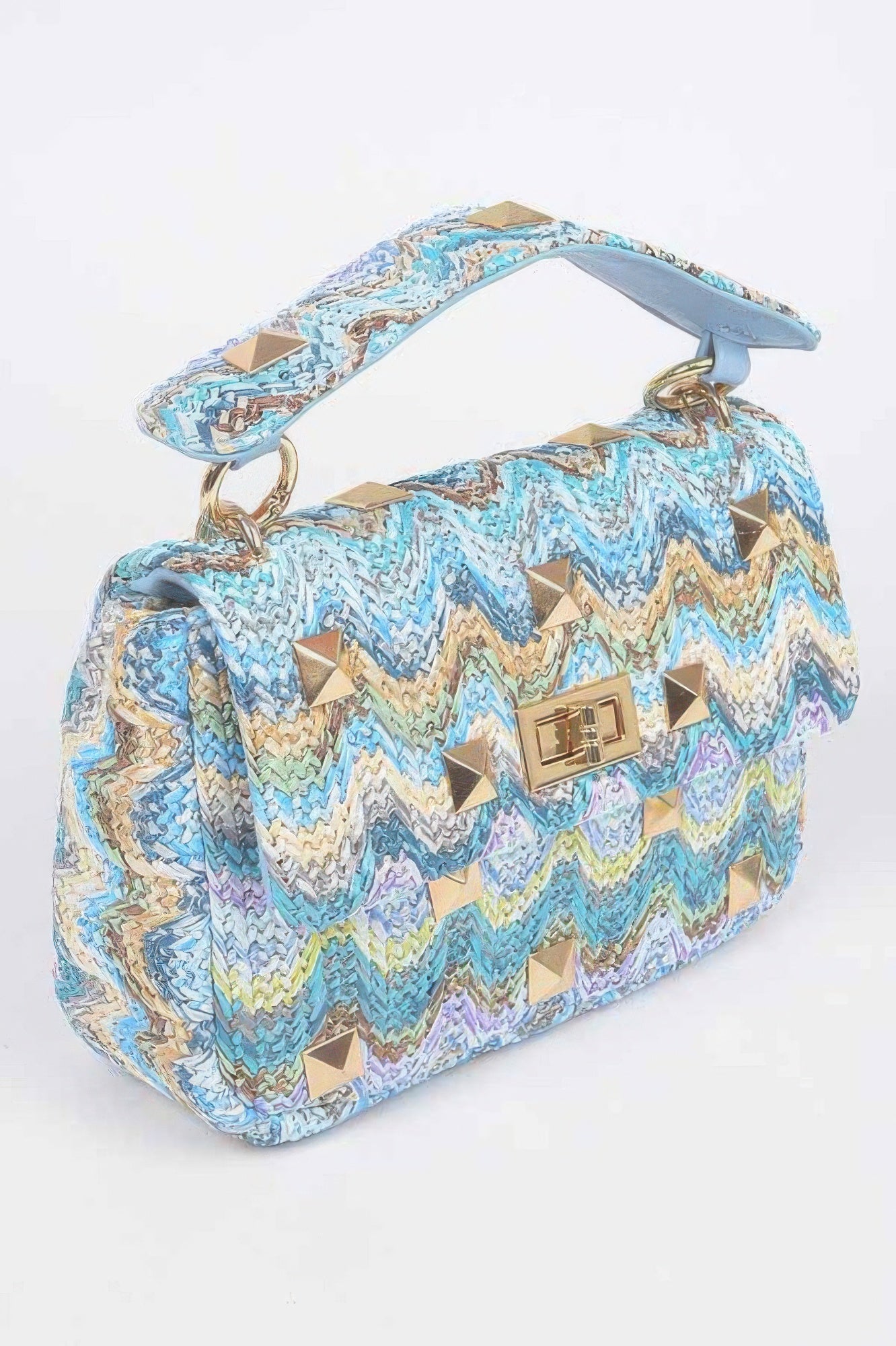 Faux Straw Flap Top Handle Bag - Crowned Energy CO.