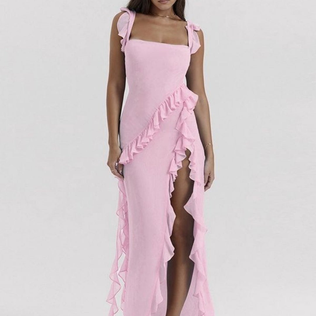 Crowned Energy CO. Pink / L Goddess Vibes Dresses Female Summer Fashionable Stringy Selvedge Stitching Temperament Dress