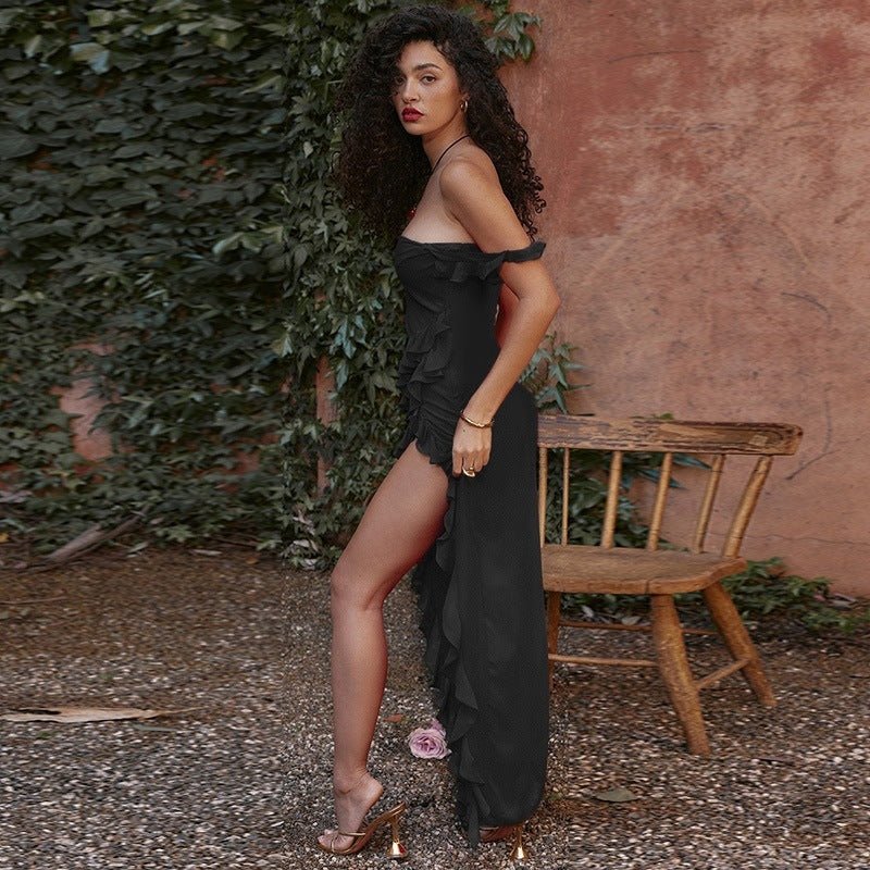 Crowned Energy CO. Black / 2XL Goddess Vibes Dresses Female Summer Fashionable Stringy Selvedge Stitching Temperament Dress