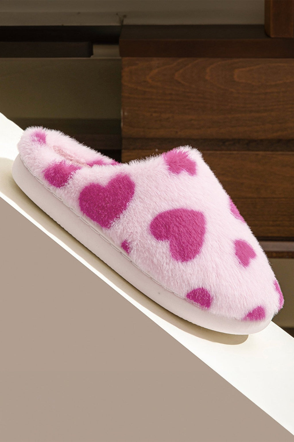 Fiery Red Valentines Heart Shape Winter Fuzzy Slippers - Crowned Energy CO.