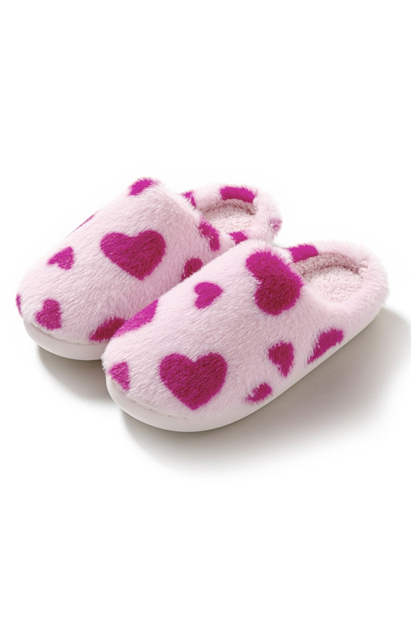 Fiery Red Valentines Heart Shape Winter Fuzzy Slippers - Crowned Energy CO.