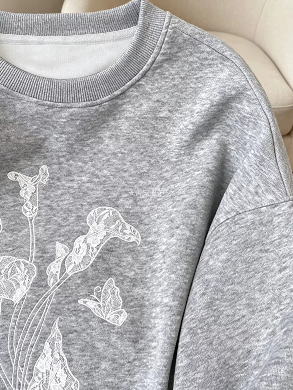 Floral Crew Neck Sweatshirt - Crowned Energy CO.