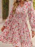 Floral Print Flounce Sleeve Ruffle Hem Dress - Crowned Energy CO.