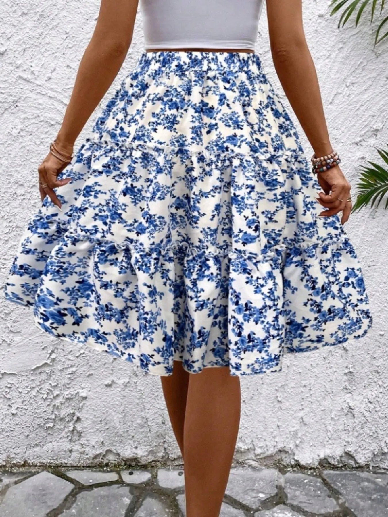 Floral Print Midi Skirt - Crowned Energy CO.