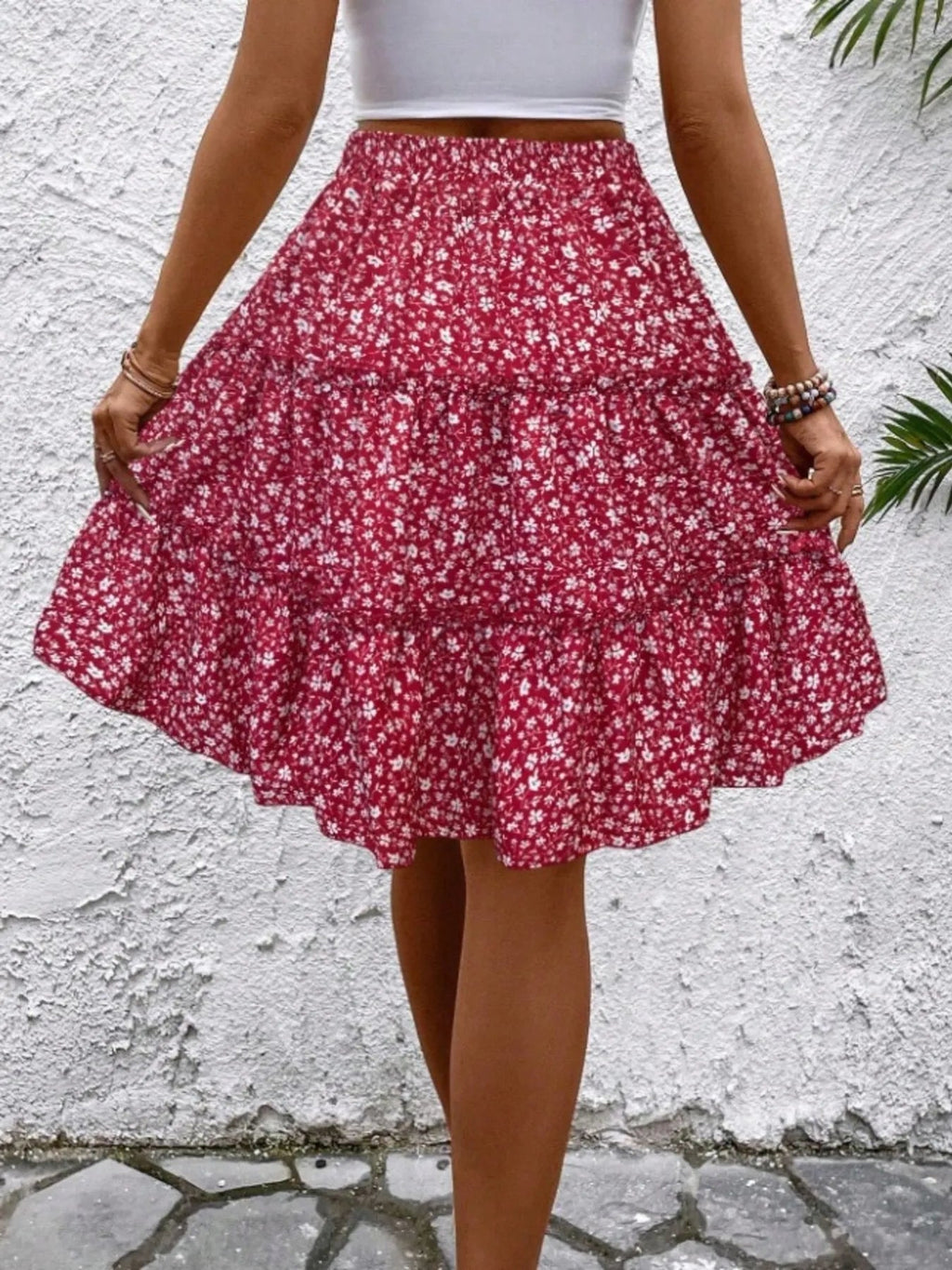Floral Print Midi Skirt - Crowned Energy CO.