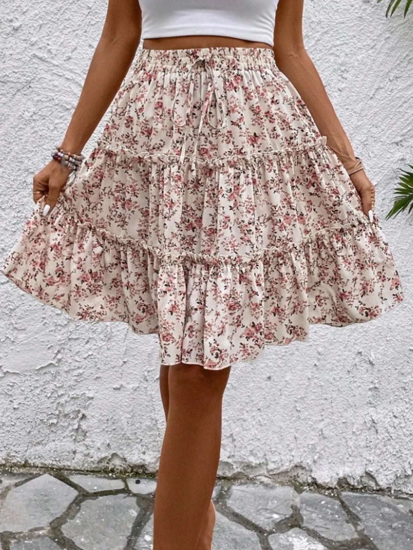 Floral Print Midi Skirt - Crowned Energy CO.