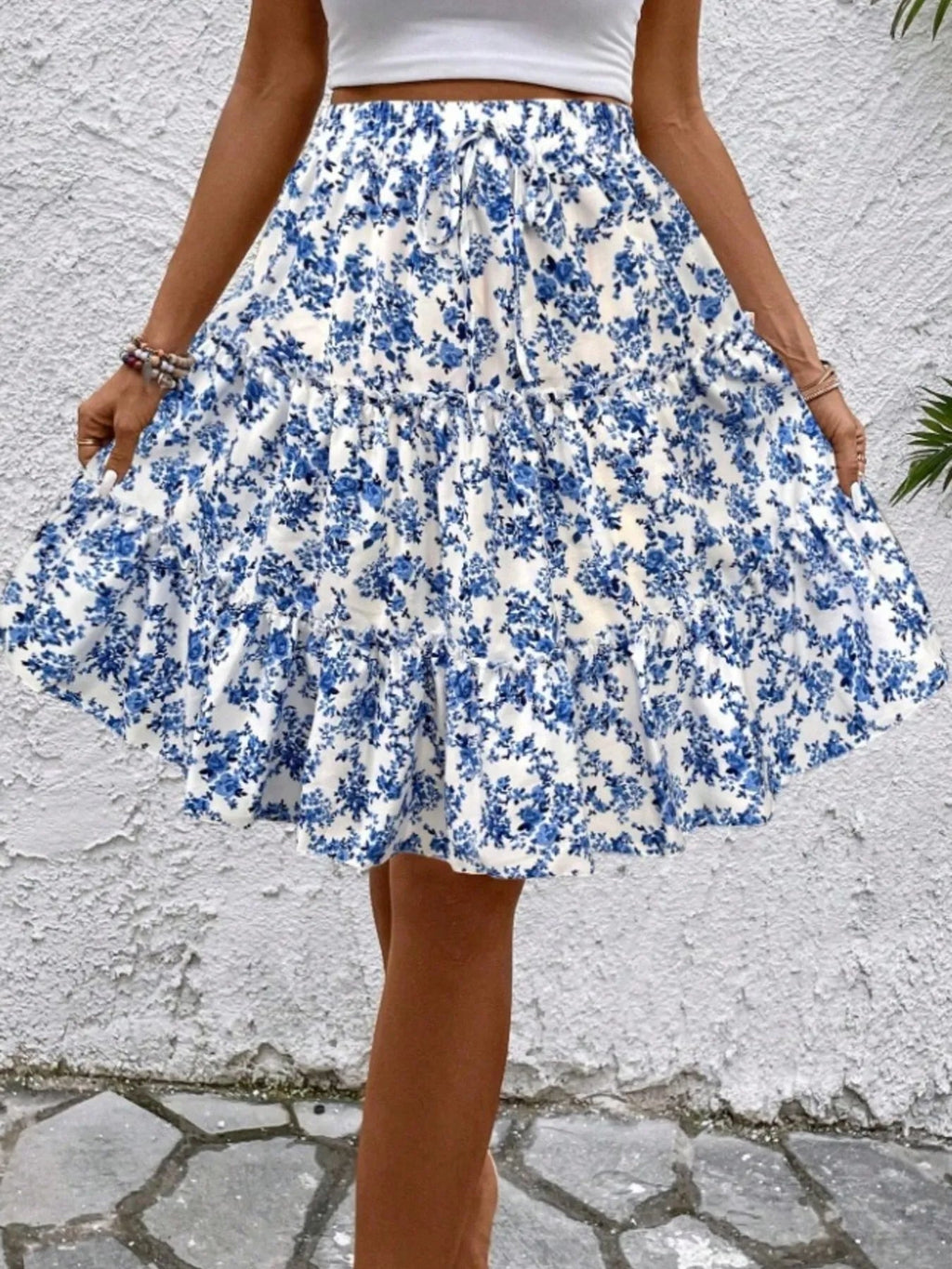 Floral Print Midi Skirt - Crowned Energy CO.